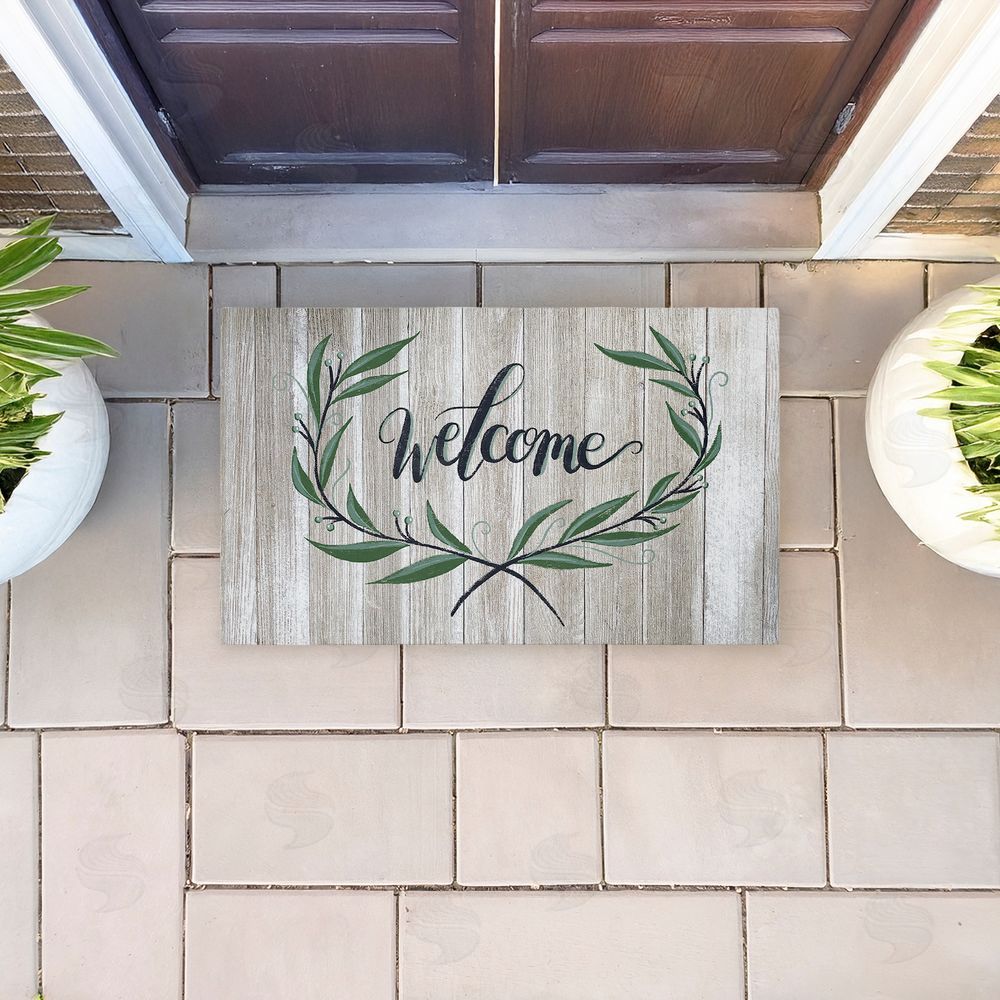 Amanda McGee Welcome over Rustic Shiplap Unwoven Outdoor Door Mat
