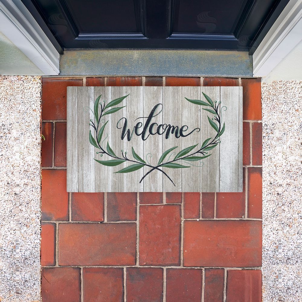Amanda McGee Welcome over Rustic Shiplap Unwoven Outdoor Door Mat