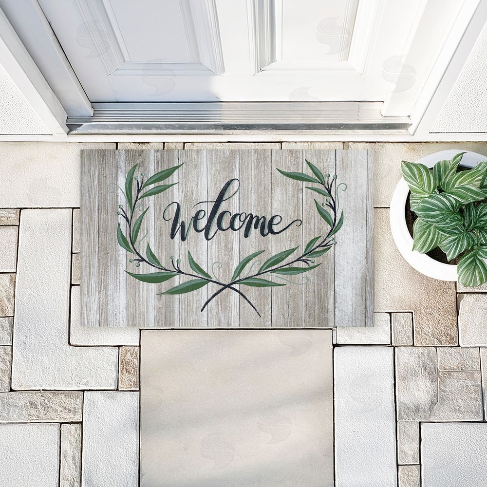 Amanda McGee Welcome over Rustic Shiplap Unwoven Outdoor Door Mat