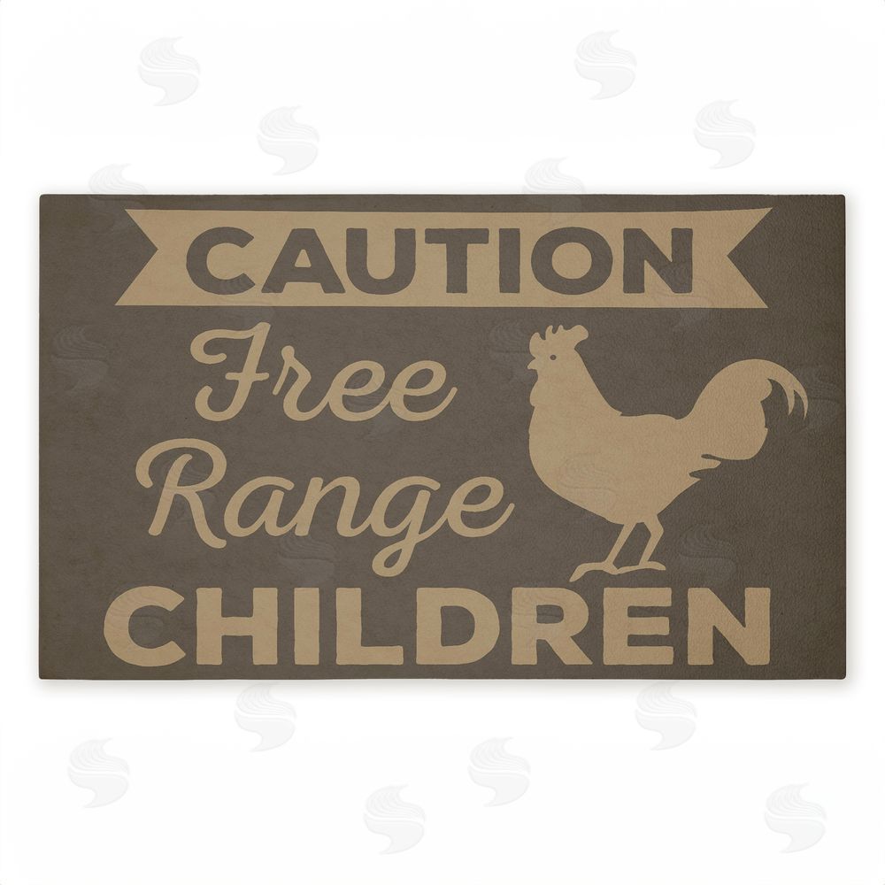 Dana Saulnier Free Range Children Caution Unwoven Outdoor Door Mat