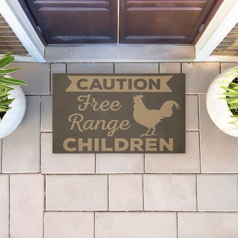 Dana Saulnier Free Range Children Caution Unwoven Outdoor Door Mat