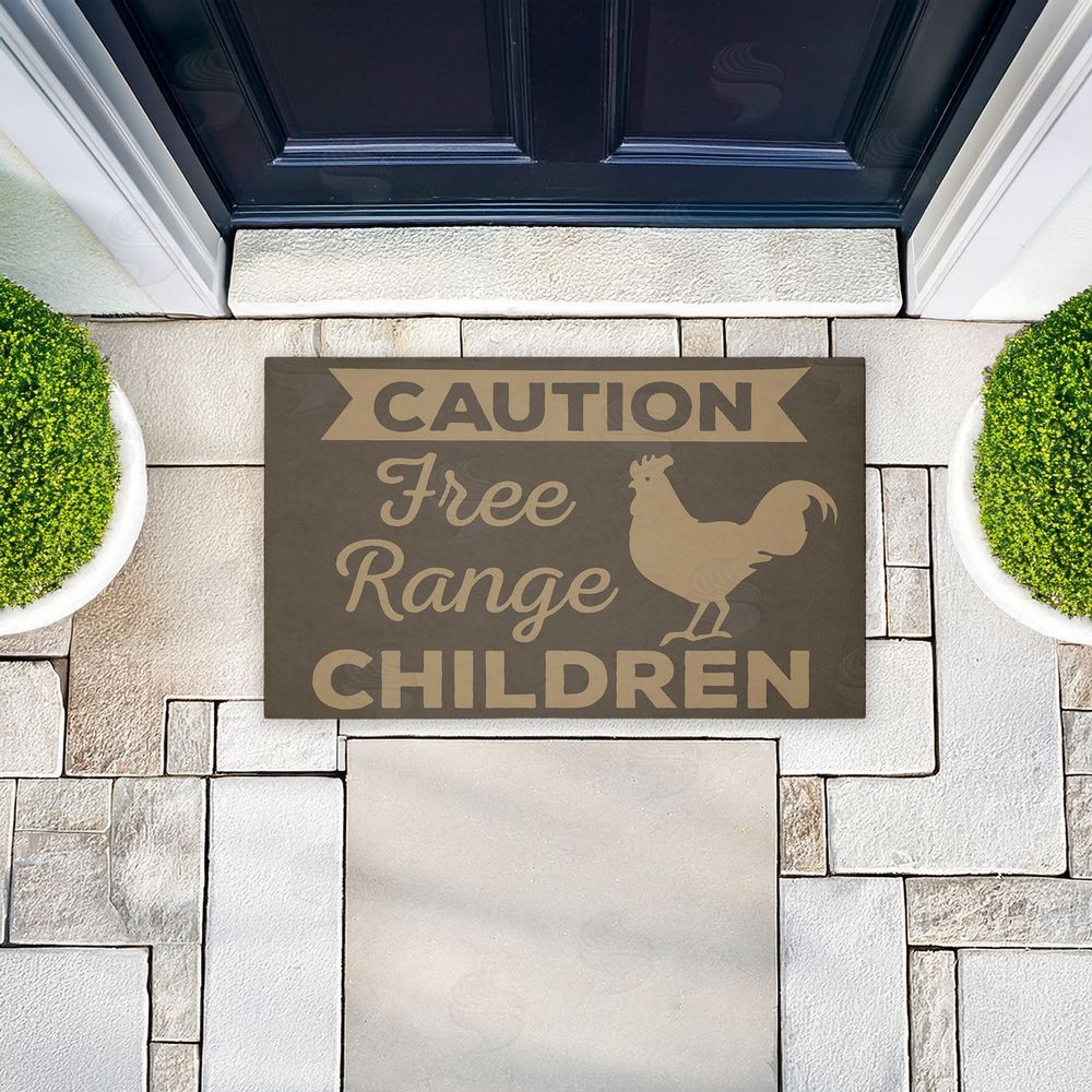 Dana Saulnier Free Range Children Caution Unwoven Outdoor Door Mat