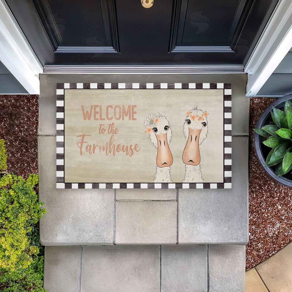 Andrea Jasid Grassi Welcome Farmhouse Ducks Unwoven Outdoor Door Mat