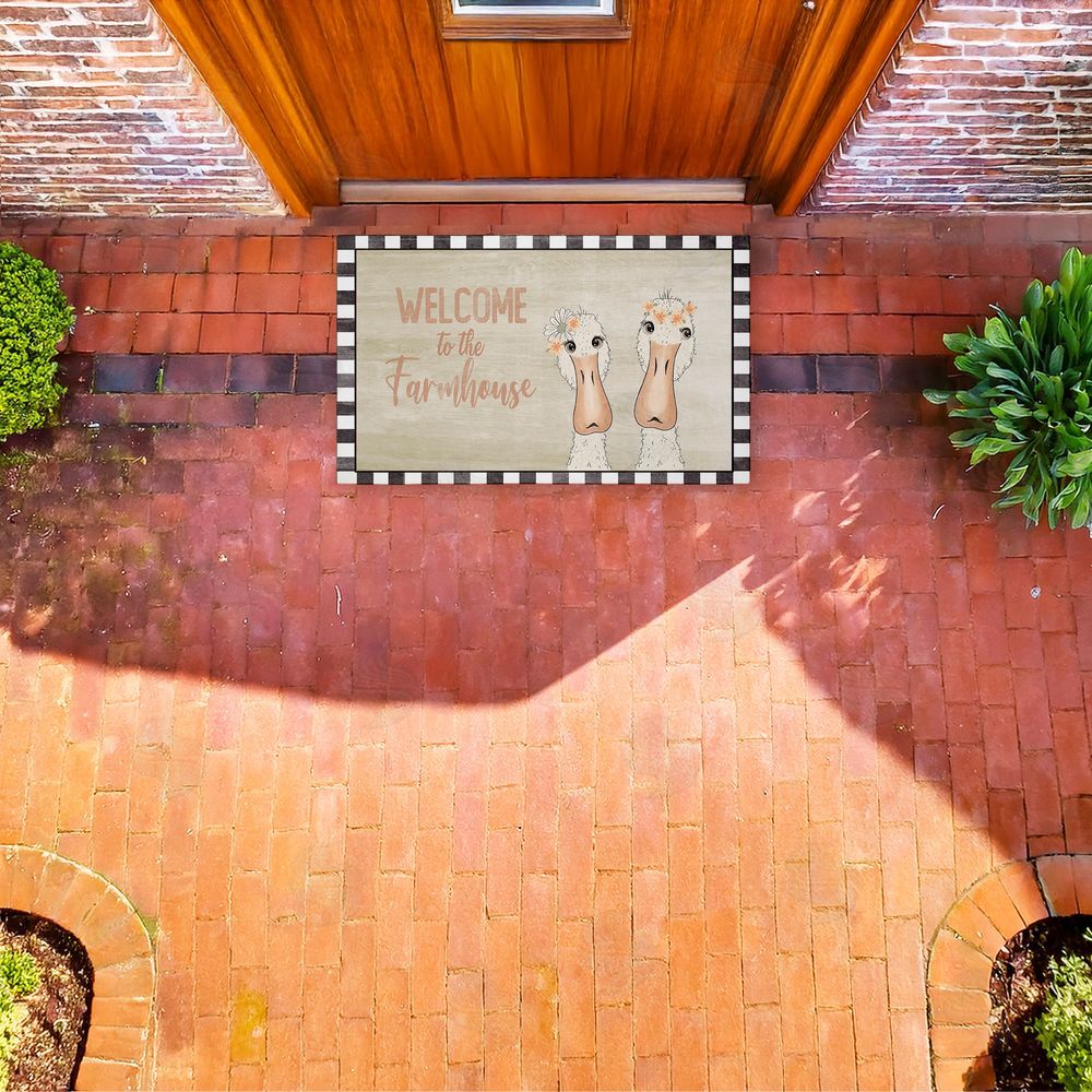 Andrea Jasid Grassi Welcome Farmhouse Ducks Unwoven Outdoor Door Mat