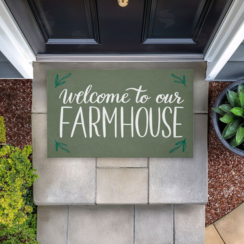 Amanda McGee Farmhouse Welcome with Sprigs Unwoven Outdoor Door Mat