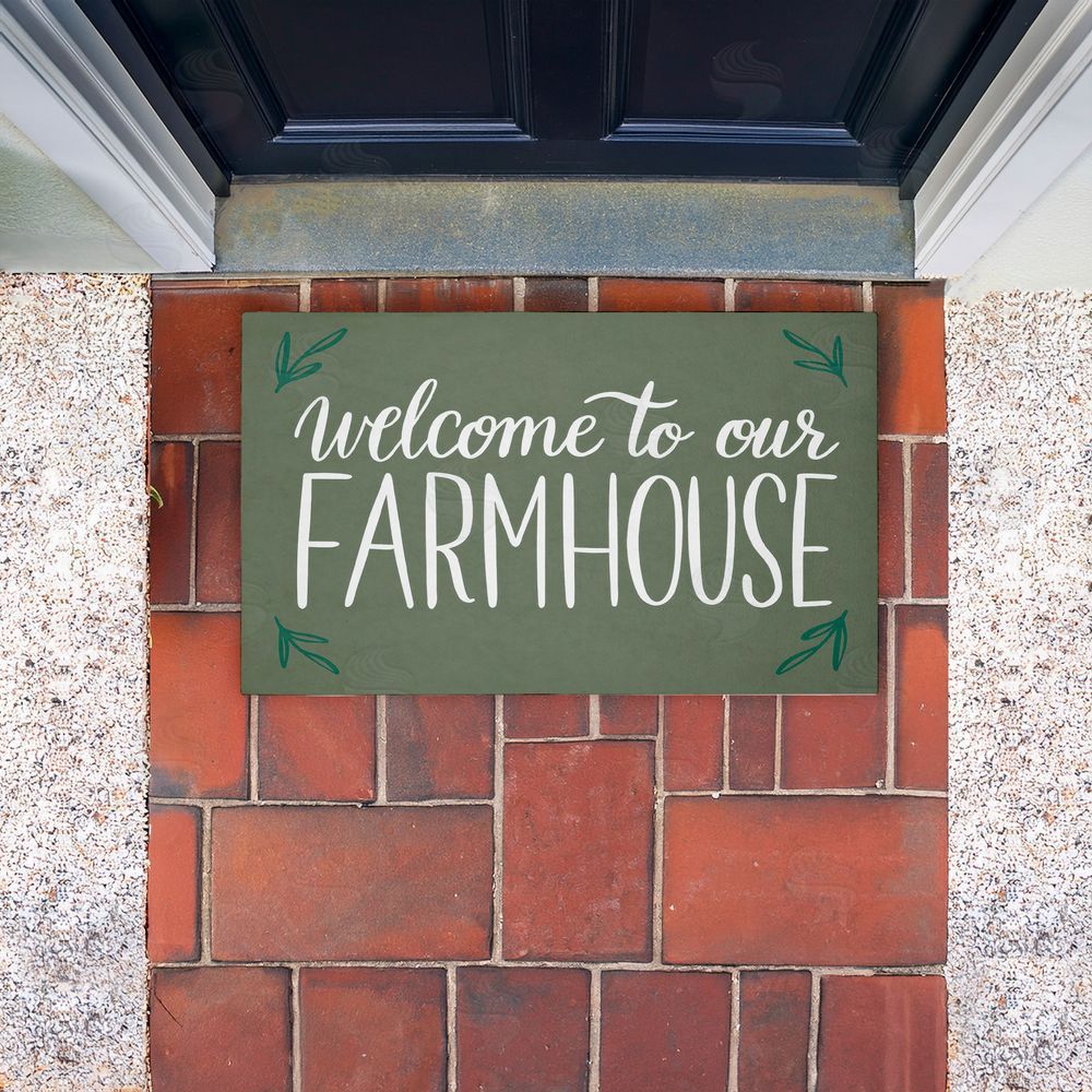 Amanda McGee Farmhouse Welcome with Sprigs Unwoven Outdoor Door Mat