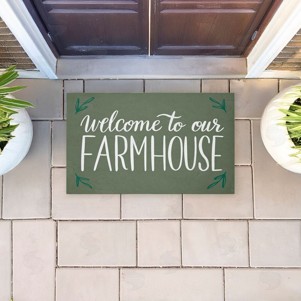 Amanda McGee Farmhouse Welcome with Sprigs Unwoven Outdoor Door Mat