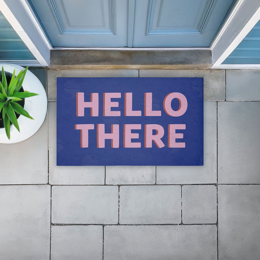 Angela Nickeas Hello There Minimal Greeting Unwoven Outdoor Door Mat