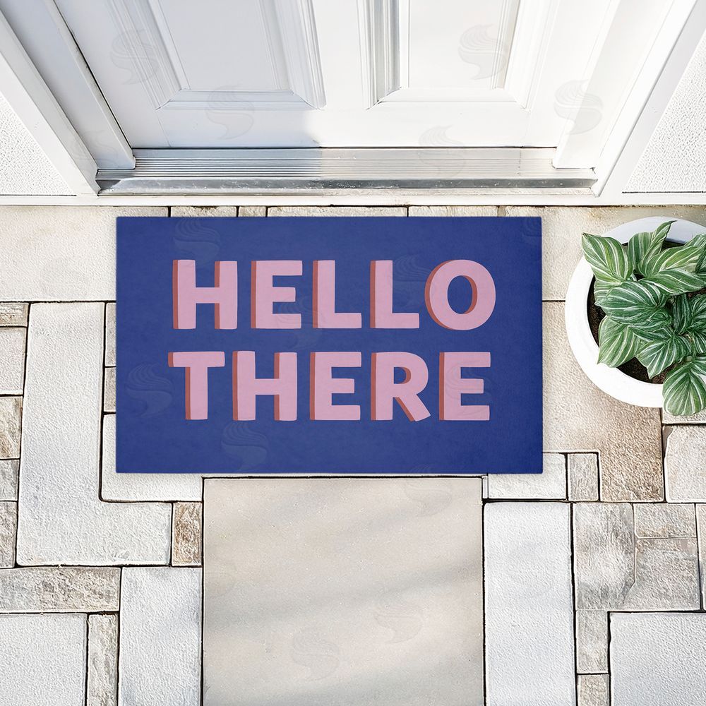 Angela Nickeas Hello There Minimal Greeting Unwoven Outdoor Door Mat