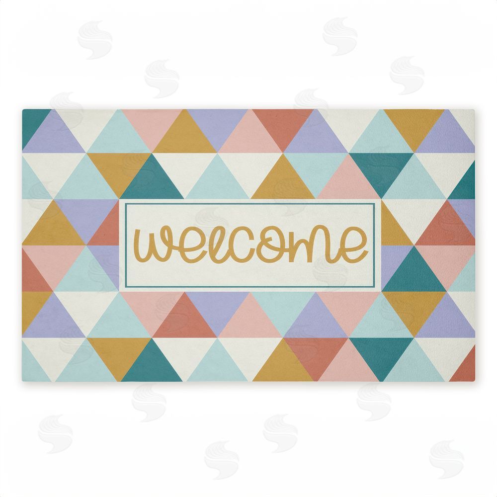 Angela Nickeas Welcome Pastel Geometric Unwoven Outdoor Door Mat