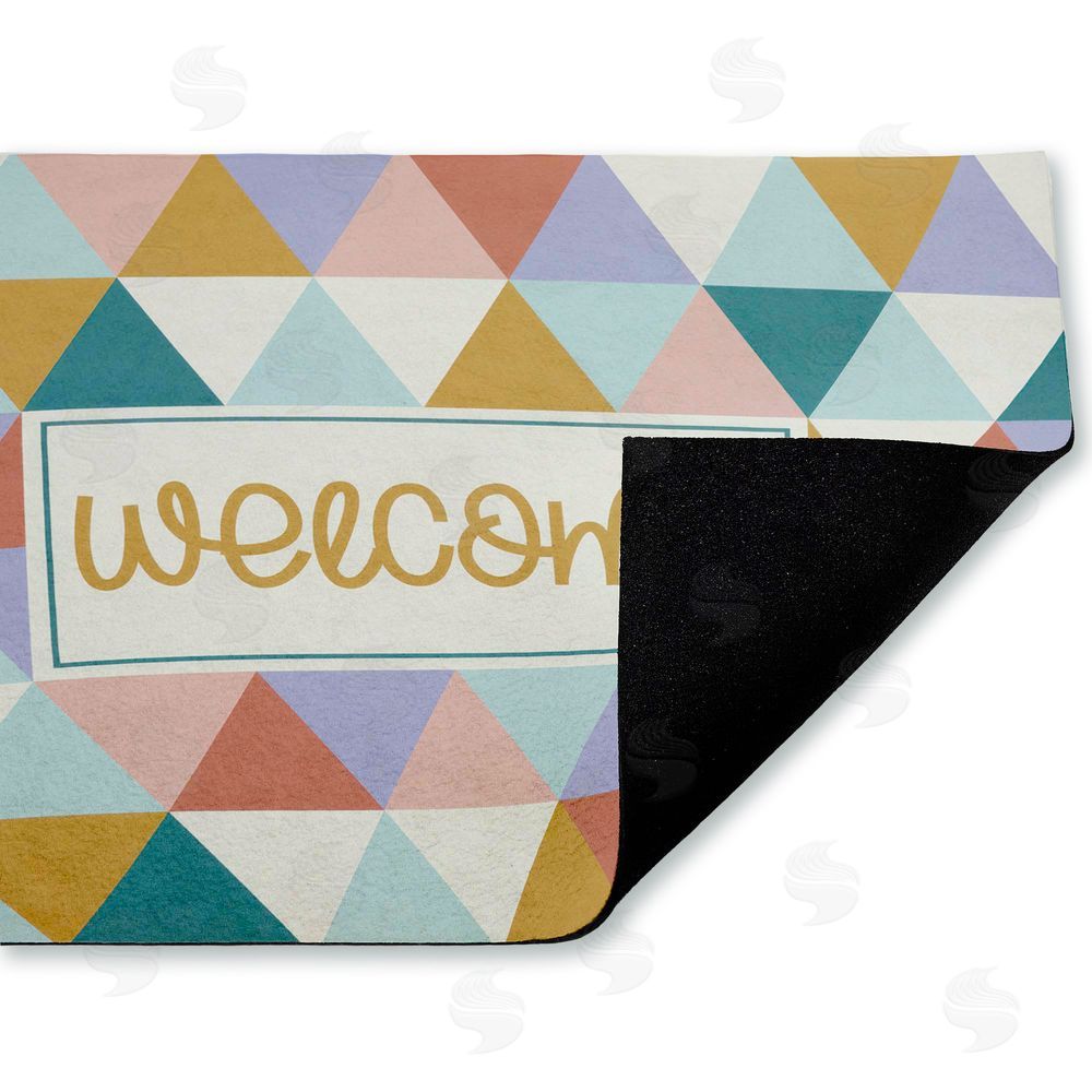 Angela Nickeas Welcome Pastel Geometric Unwoven Outdoor Door Mat