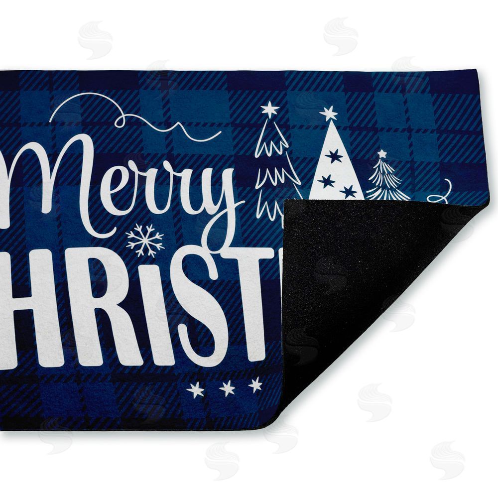 Andrea Jasid Grassi Blue Toned Merry Christmas Unwoven Outdoor Door Mat