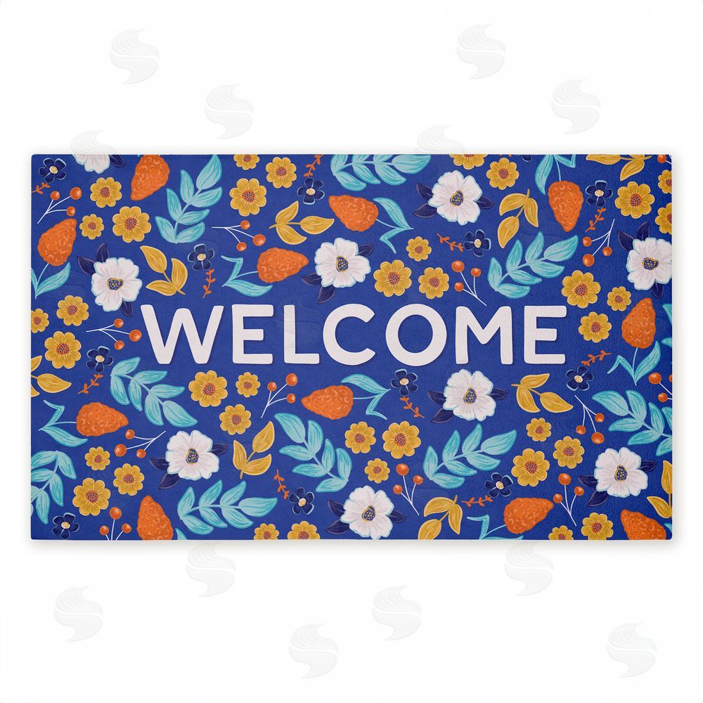 Emily Cromwell Summer Blossoms Welcome Unwoven Outdoor Door Mat