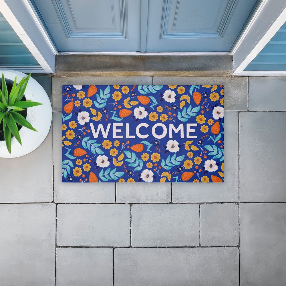 Emily Cromwell Summer Blossoms Welcome Unwoven Outdoor Door Mat