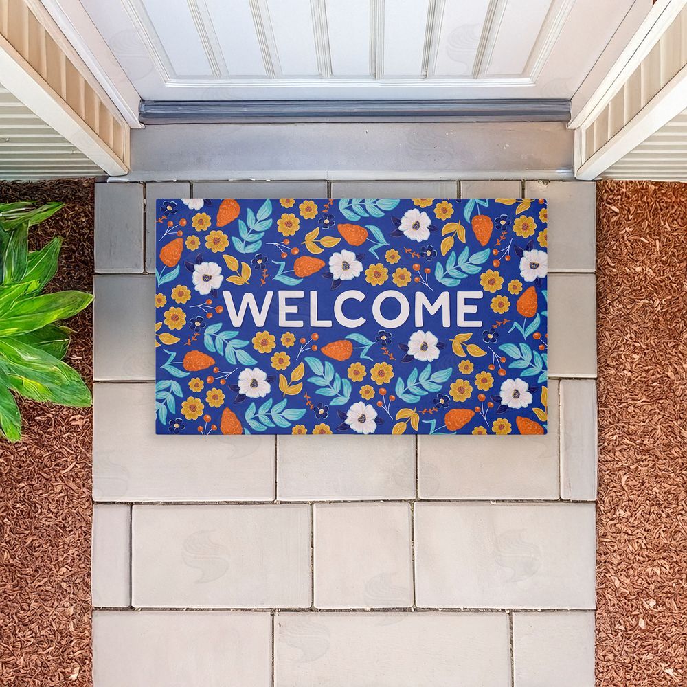 Emily Cromwell Summer Blossoms Welcome Unwoven Outdoor Door Mat