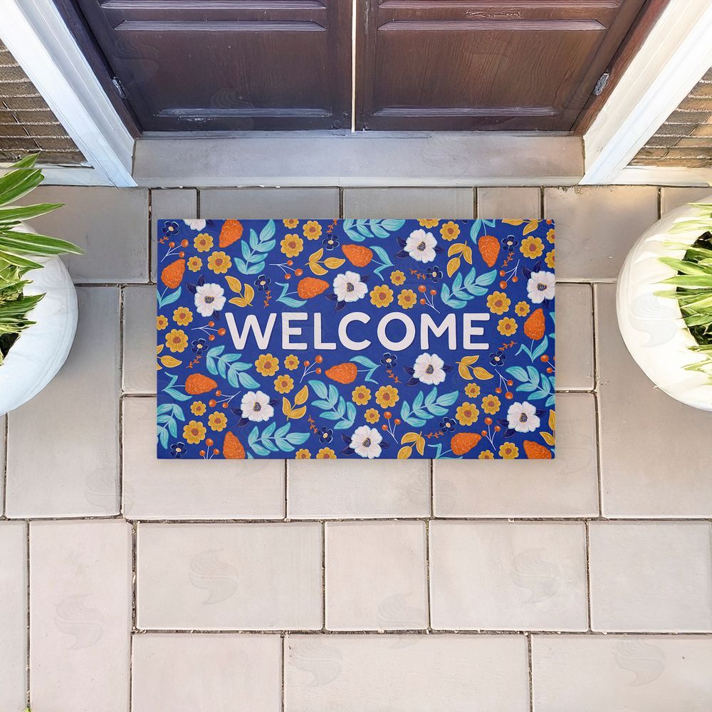 Emily Cromwell Summer Blossoms Welcome Unwoven Outdoor Door Mat