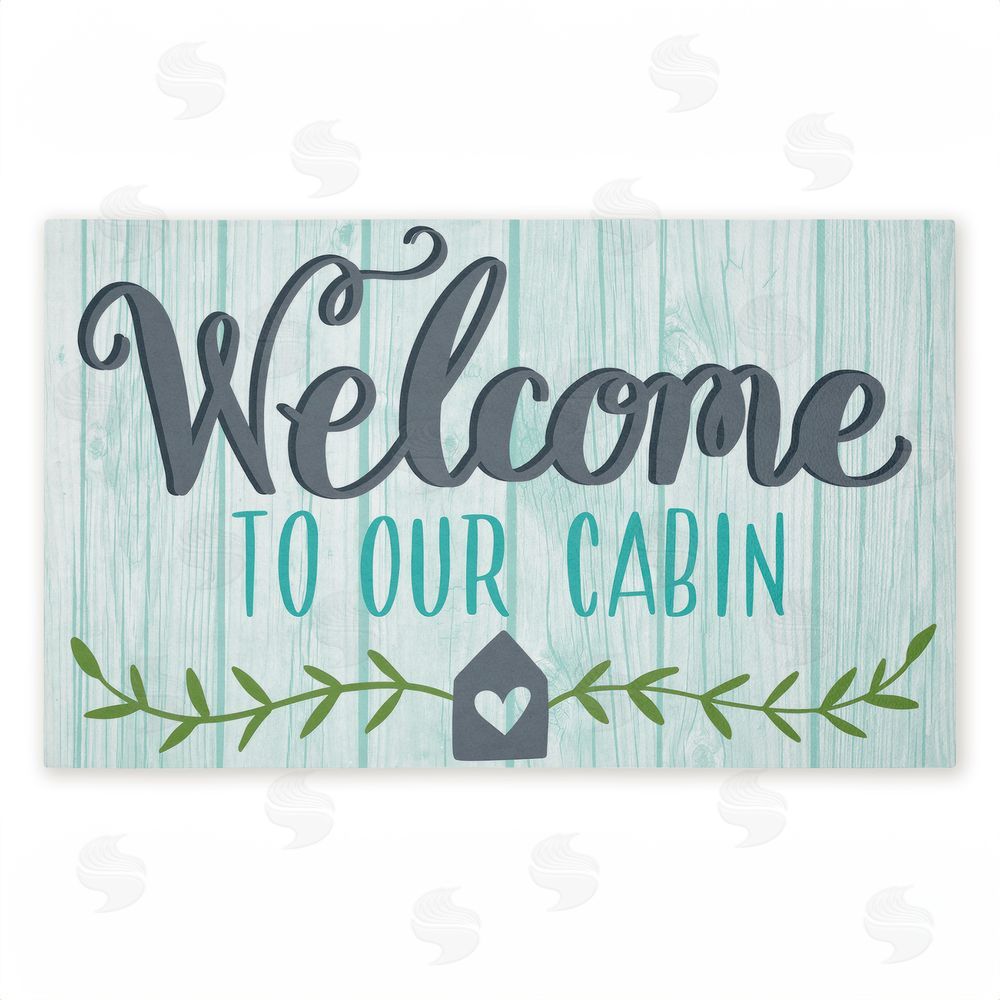 Amanda McGee Cabin Welcome Whimsical Script Unwoven Outdoor Door Mat
