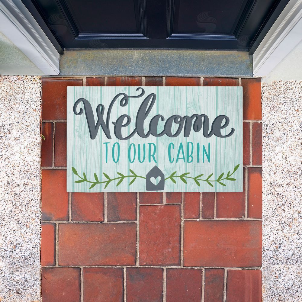 Amanda McGee Cabin Welcome Whimsical Script Unwoven Outdoor Door Mat