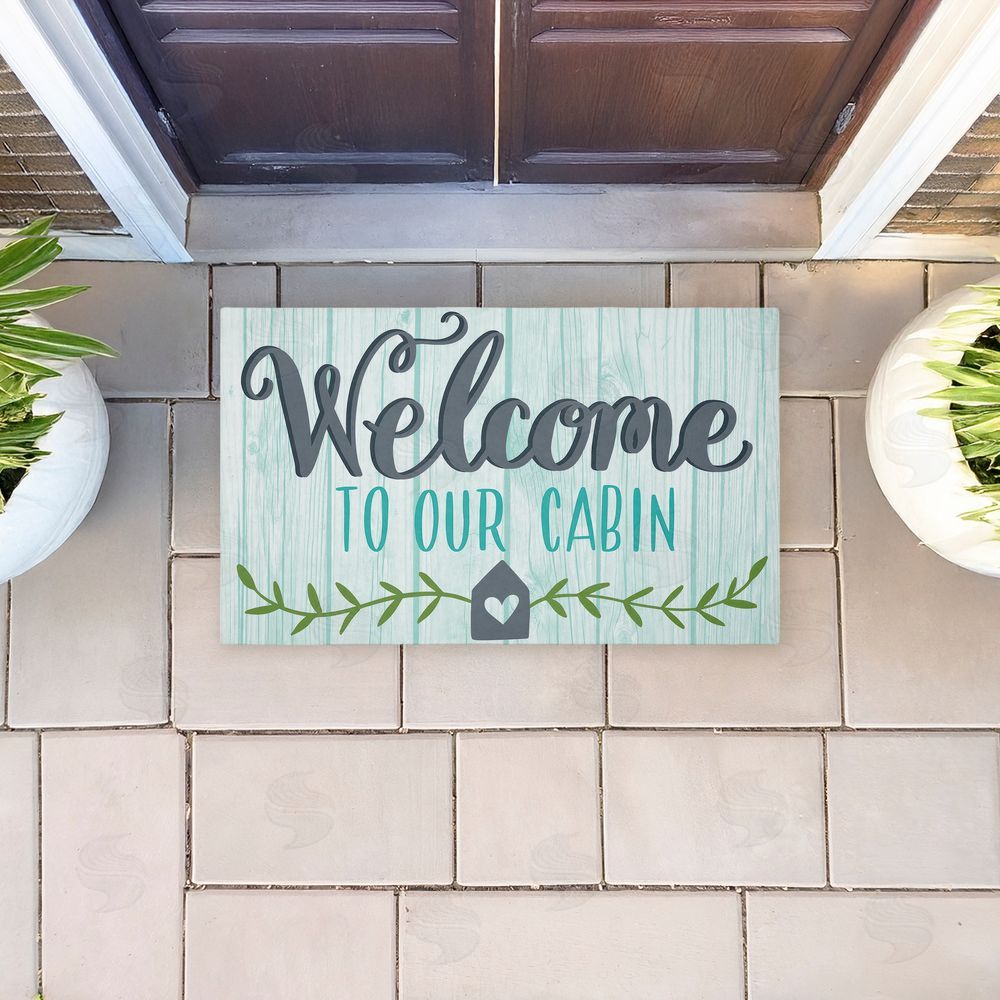 Amanda McGee Cabin Welcome Whimsical Script Unwoven Outdoor Door Mat