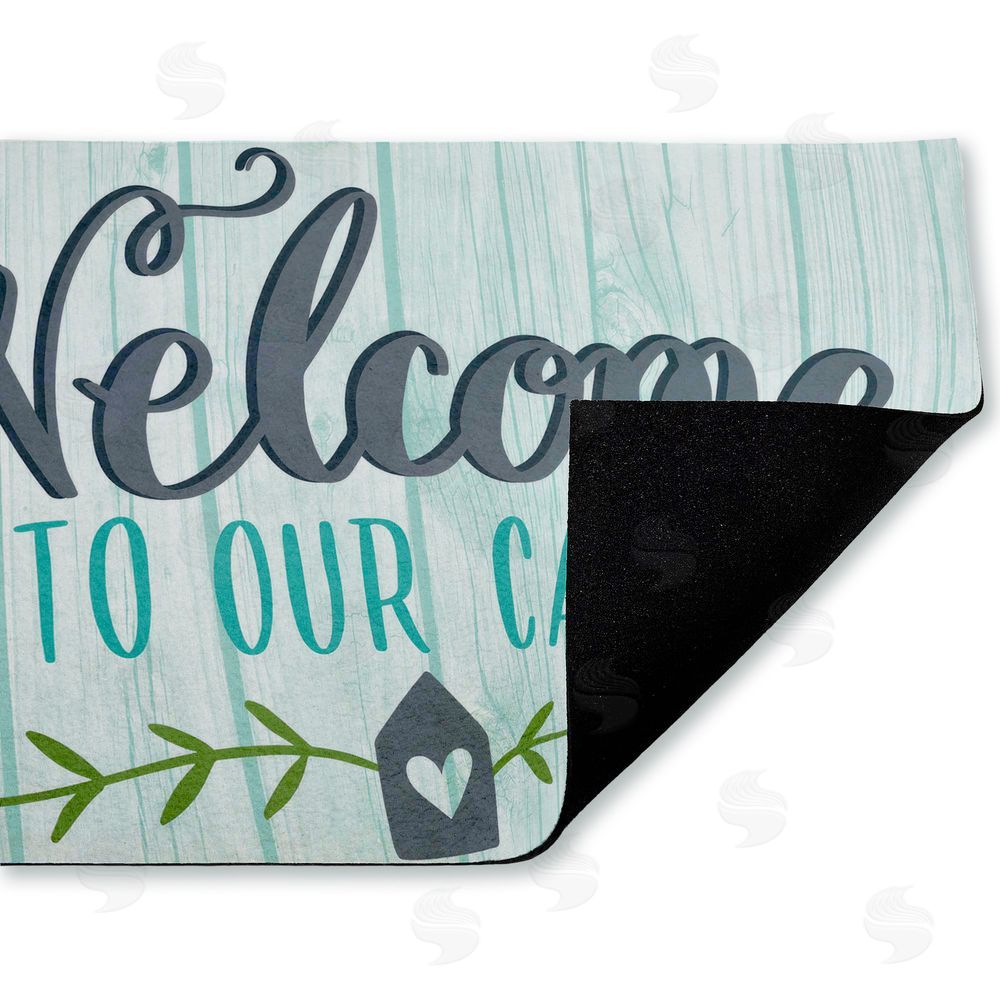 Amanda McGee Cabin Welcome Whimsical Script Unwoven Outdoor Door Mat