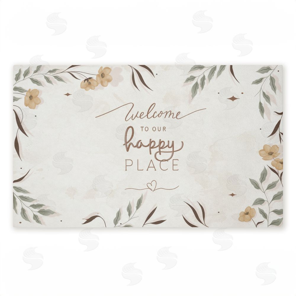 Andrea Jasid Grassi Our Happy Place Floral Welcome Unwoven Outdoor Door Mat