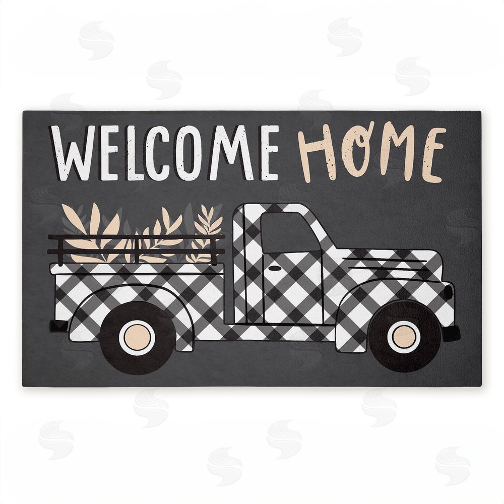 Arrolynn Weiderhold Farmhouse Welcome Plaid Truck Unwoven Outdoor Door Mat