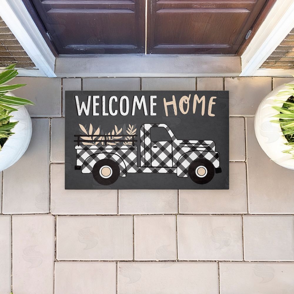 Arrolynn Weiderhold Farmhouse Welcome Plaid Truck Unwoven Outdoor Door Mat