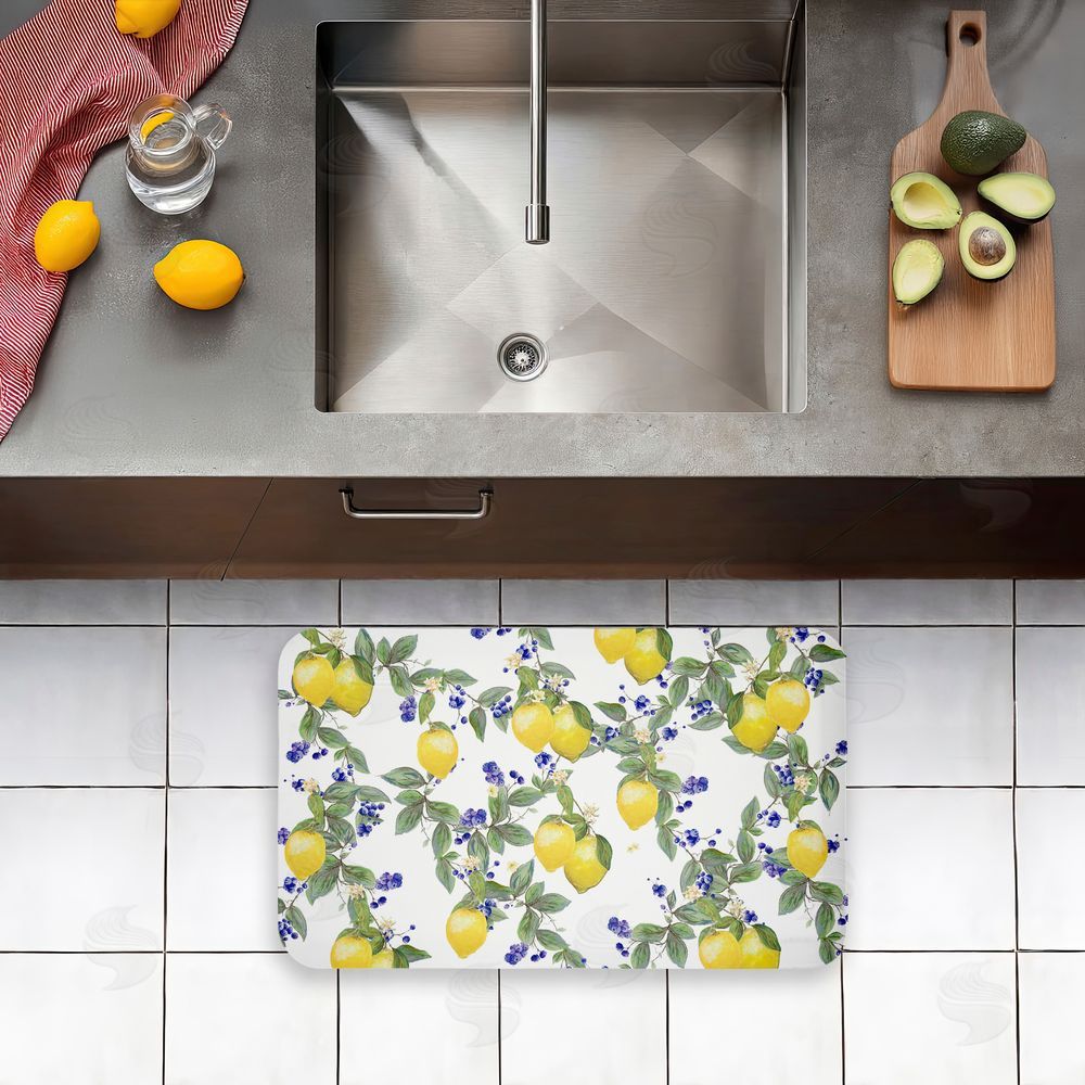 Diannart Lemony Vine Pattern Kitchen Floor Mat