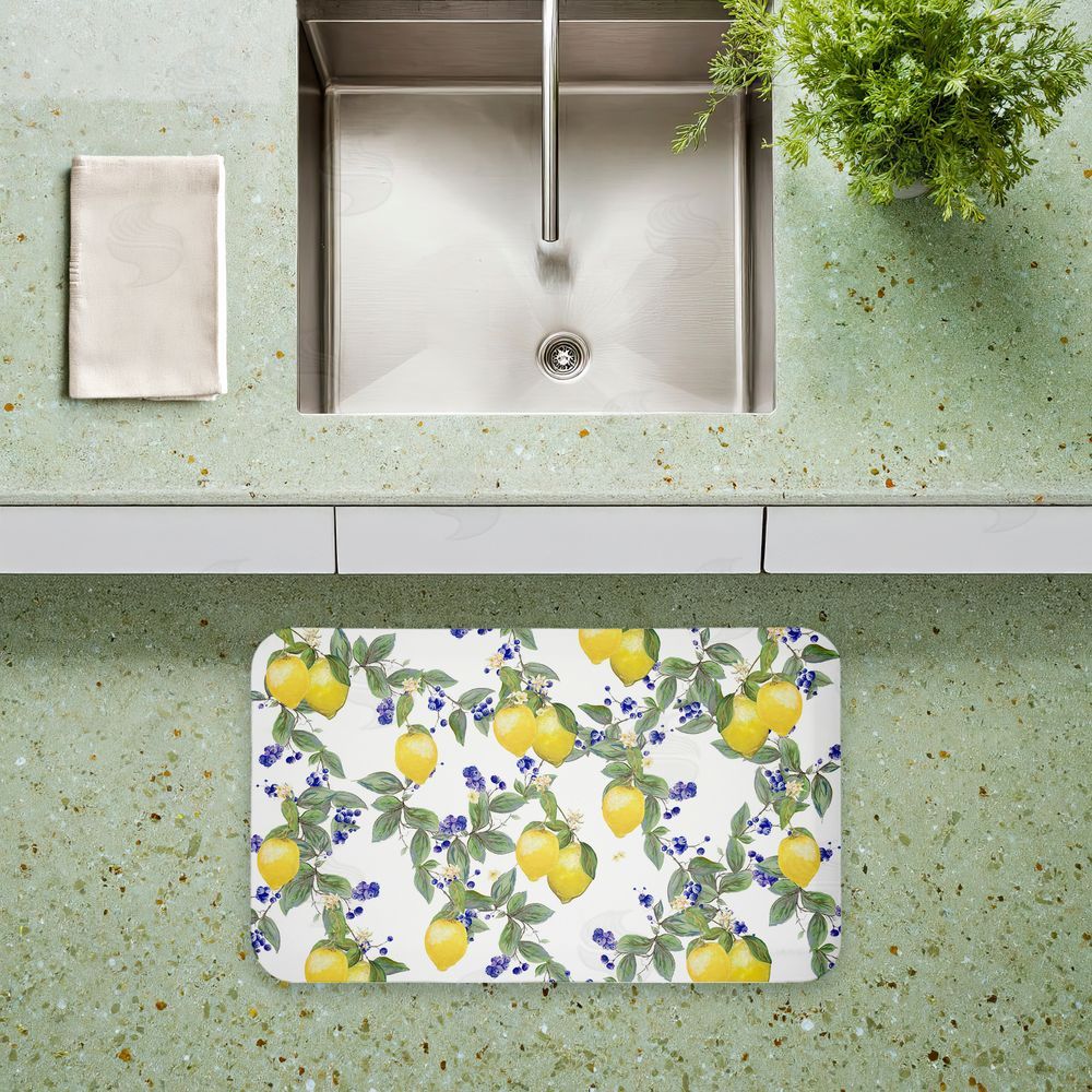 Diannart Lemony Vine Pattern Kitchen Floor Mat