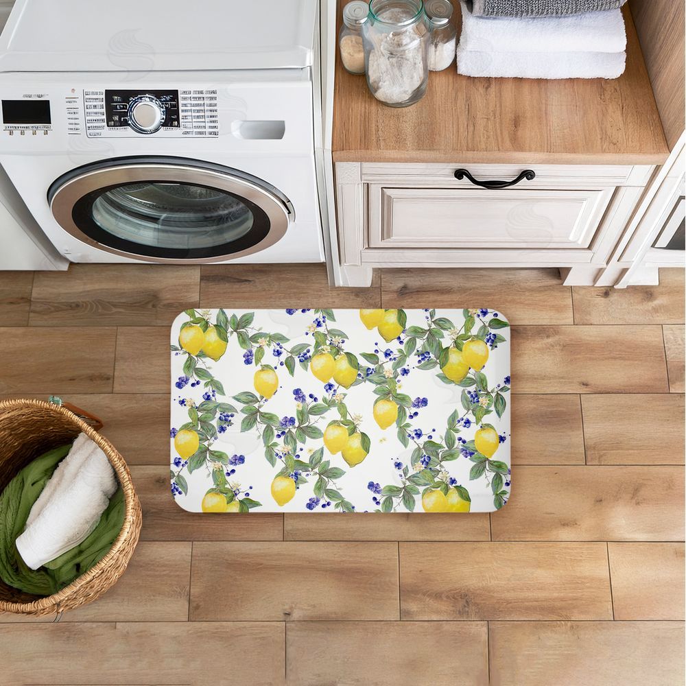 Diannart Lemony Vine Pattern Kitchen Floor Mat
