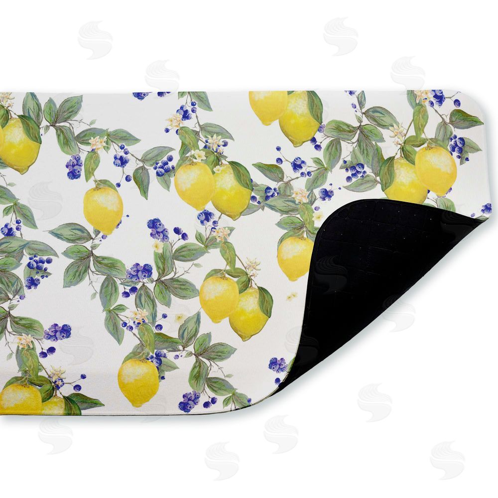 Diannart Lemony Vine Pattern Kitchen Floor Mat