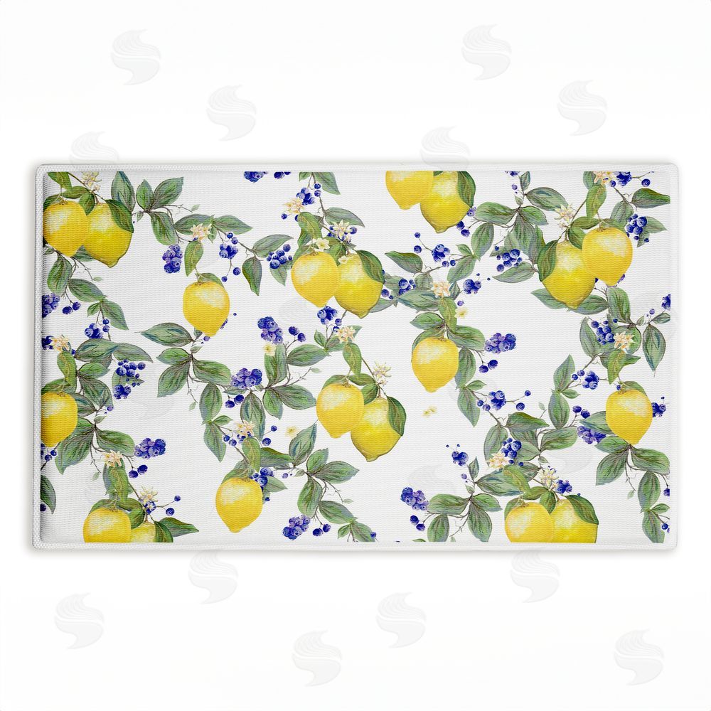Diannart Lemony Vine Pattern Plush Bathroom Floor Mat