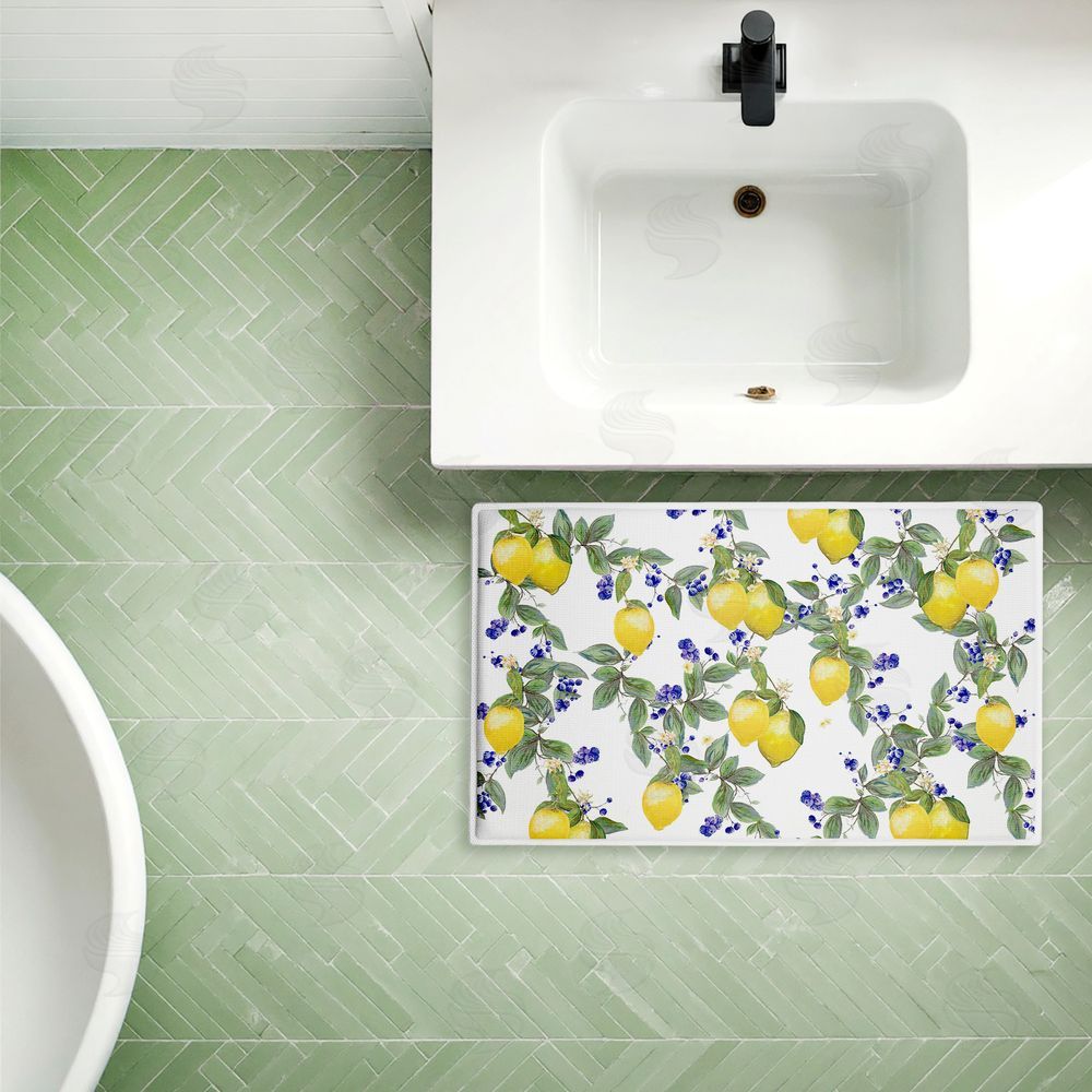 Diannart Lemony Vine Pattern Plush Bathroom Floor Mat