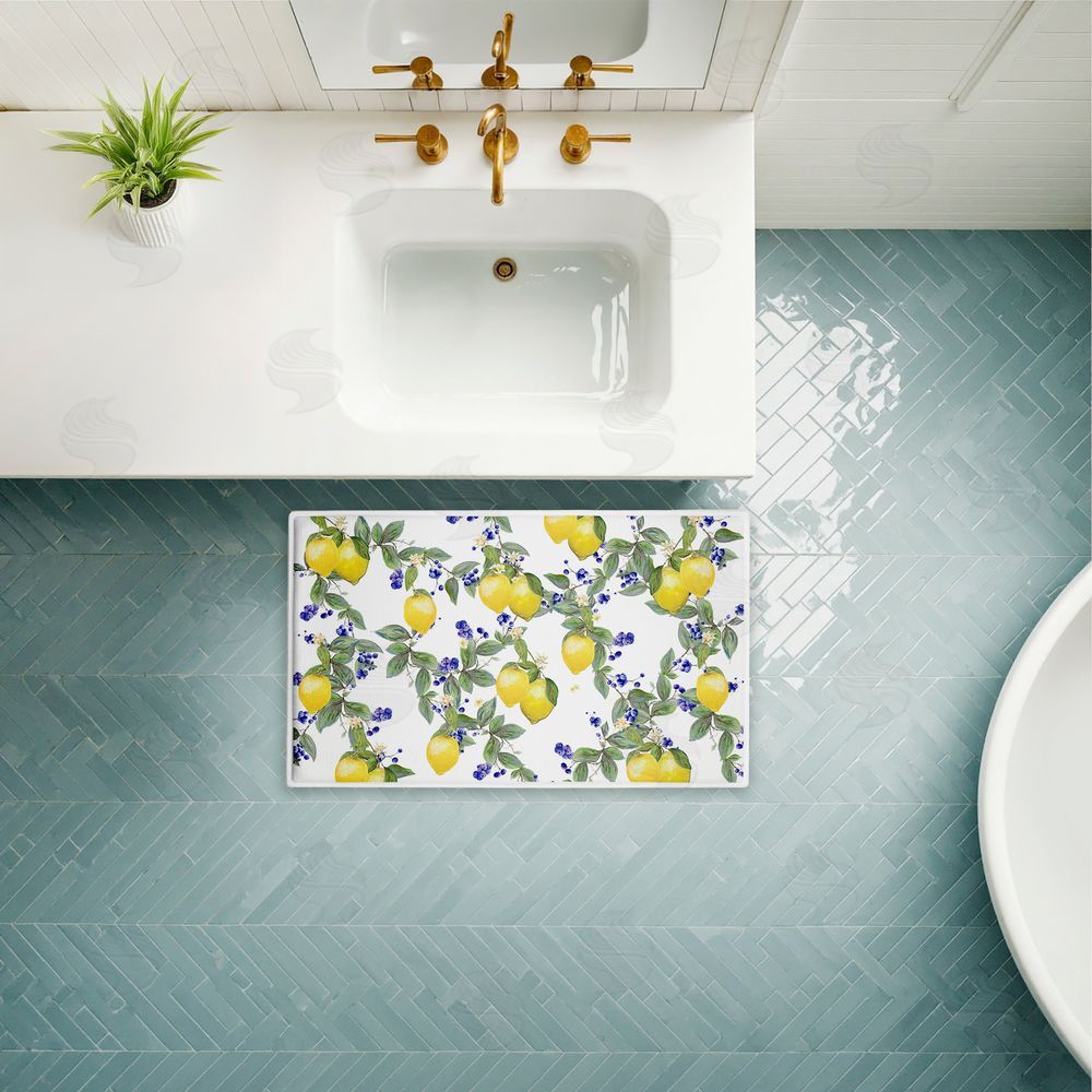 Diannart Lemony Vine Pattern Plush Bathroom Floor Mat
