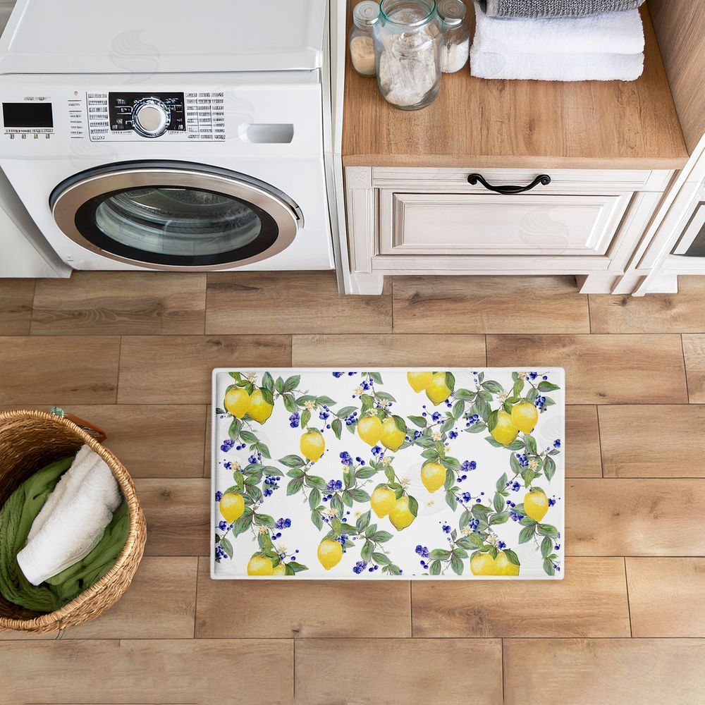 Diannart Lemony Vine Pattern Plush Bathroom Floor Mat