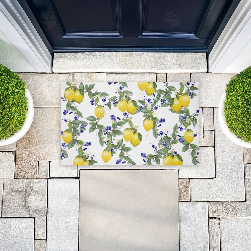 Diannart Lemony Vine Pattern Unwoven Outdoor Door Mat