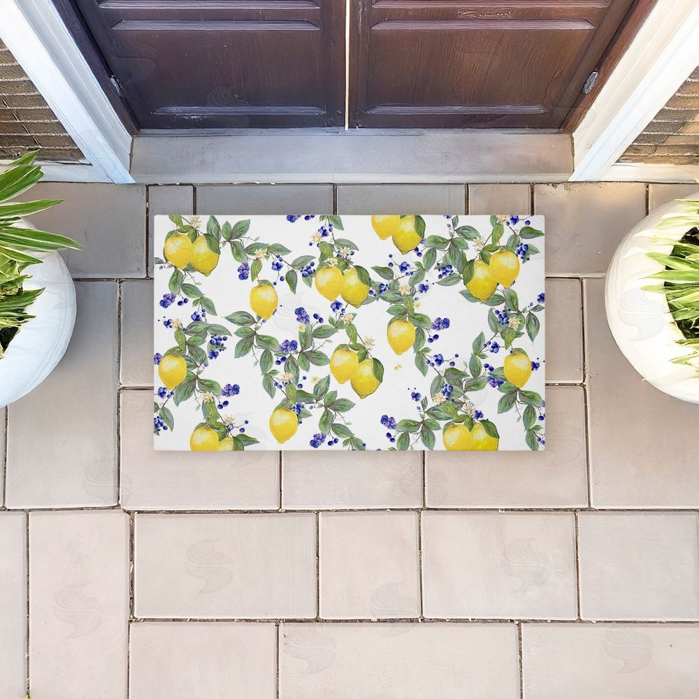 Diannart Lemony Vine Pattern Unwoven Outdoor Door Mat