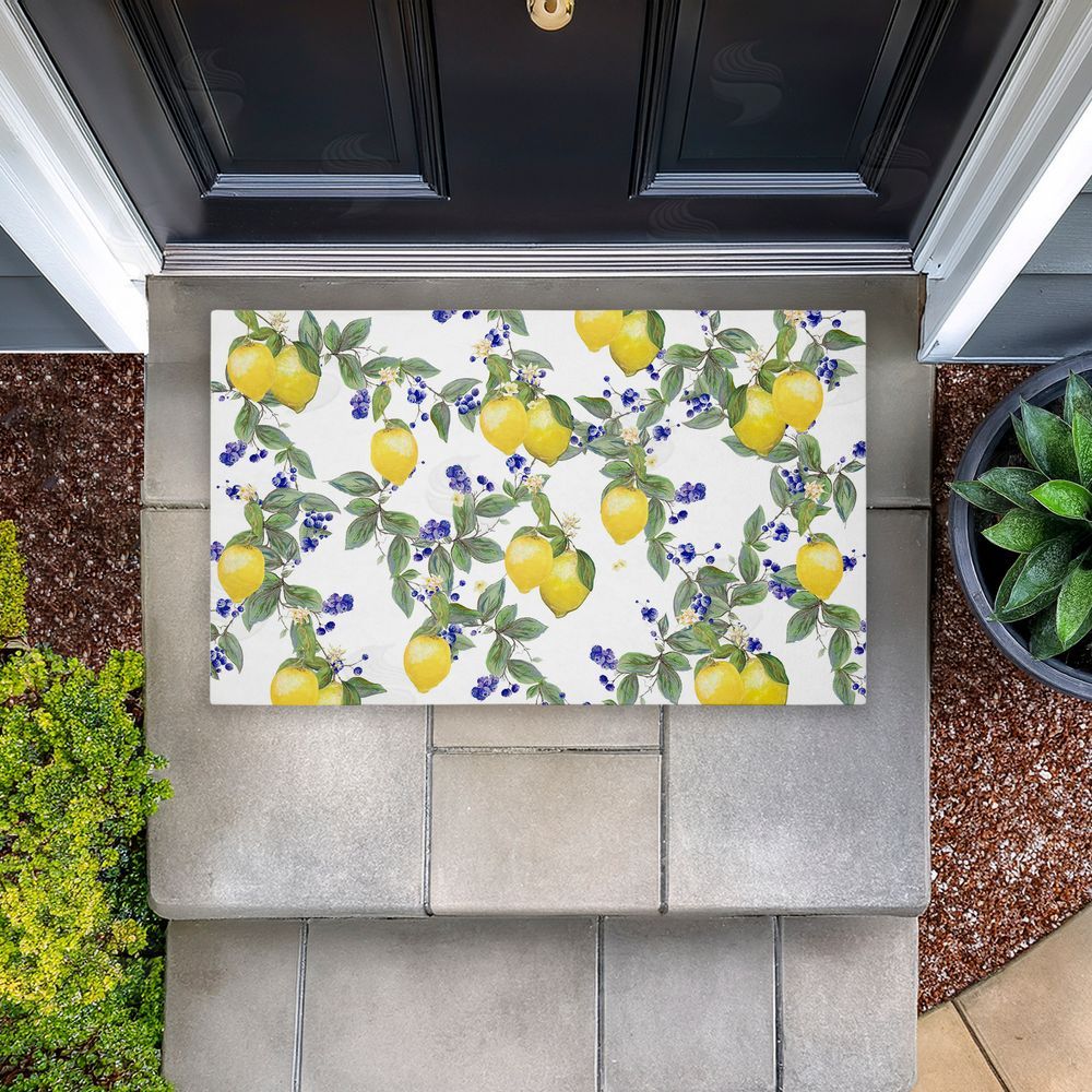Diannart Lemony Vine Pattern Unwoven Outdoor Door Mat