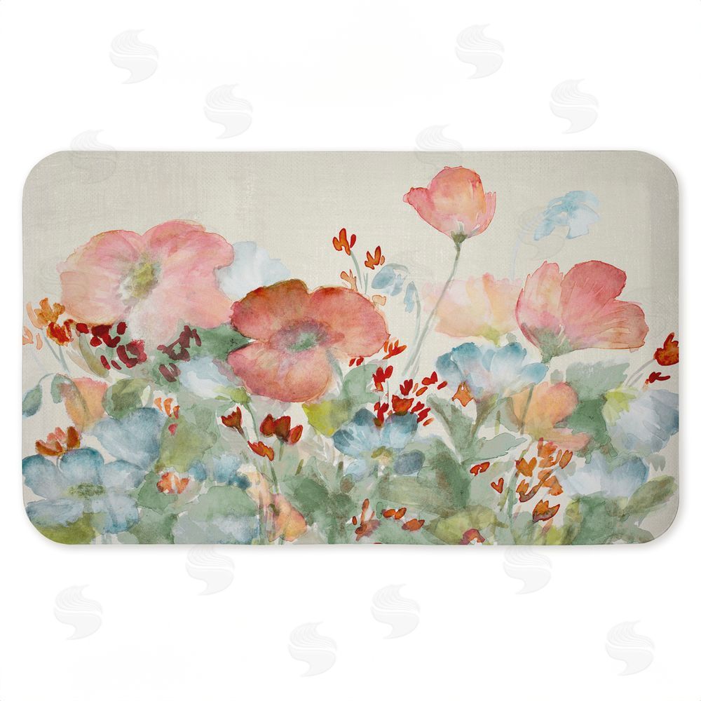 Lanie Loreth A Day With Pink Flowers Kitchen Floor Mat