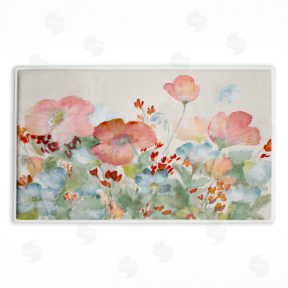 Lanie Loreth A Day With Pink Flowers Plush Bathroom Floor Mat