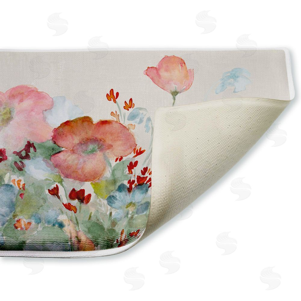 Lanie Loreth A Day With Pink Flowers Plush Bathroom Floor Mat