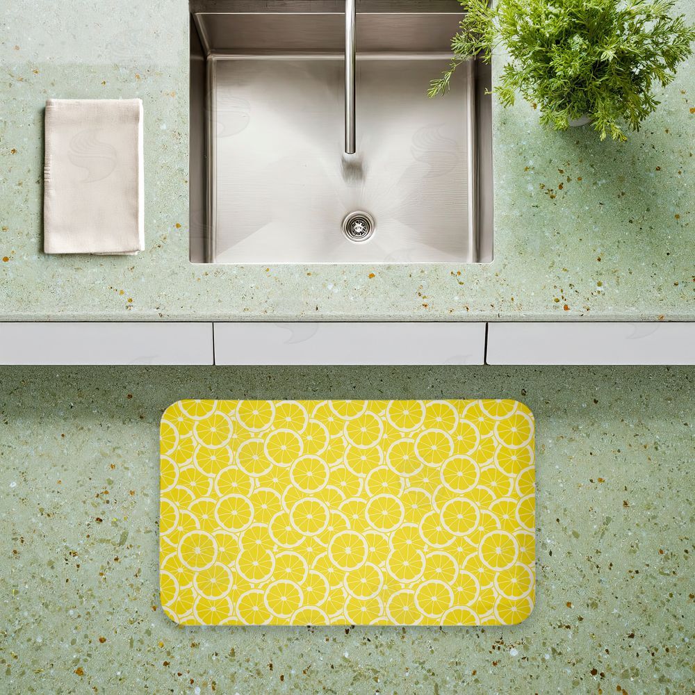 Anna Quach Zesty Lemons Everywhere Kitchen Floor Mat
