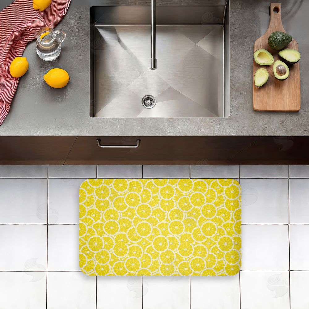 Anna Quach Zesty Lemons Everywhere Kitchen Floor Mat