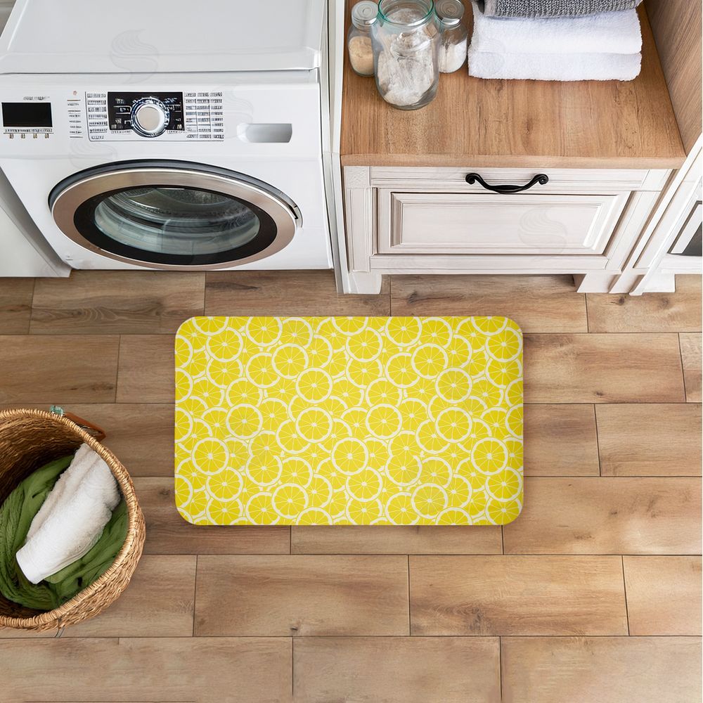 Anna Quach Zesty Lemons Everywhere Kitchen Floor Mat