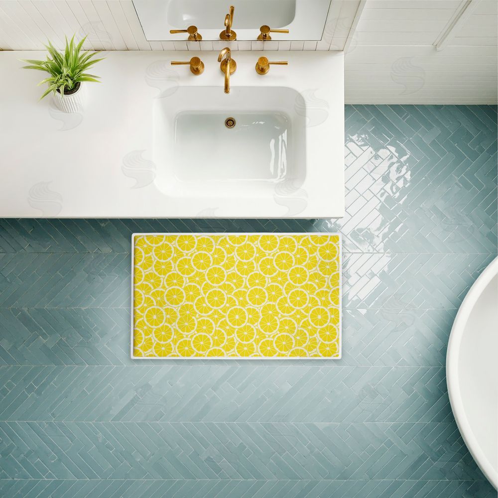 Anna Quach Zesty Lemons Everywhere Plush Bathroom Floor Mat