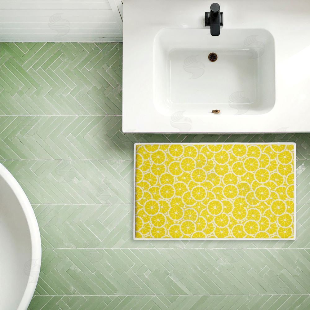 Anna Quach Zesty Lemons Everywhere Plush Bathroom Floor Mat