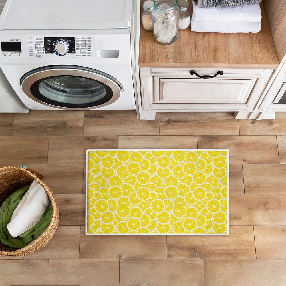 Anna Quach Zesty Lemons Everywhere Plush Bathroom Floor Mat