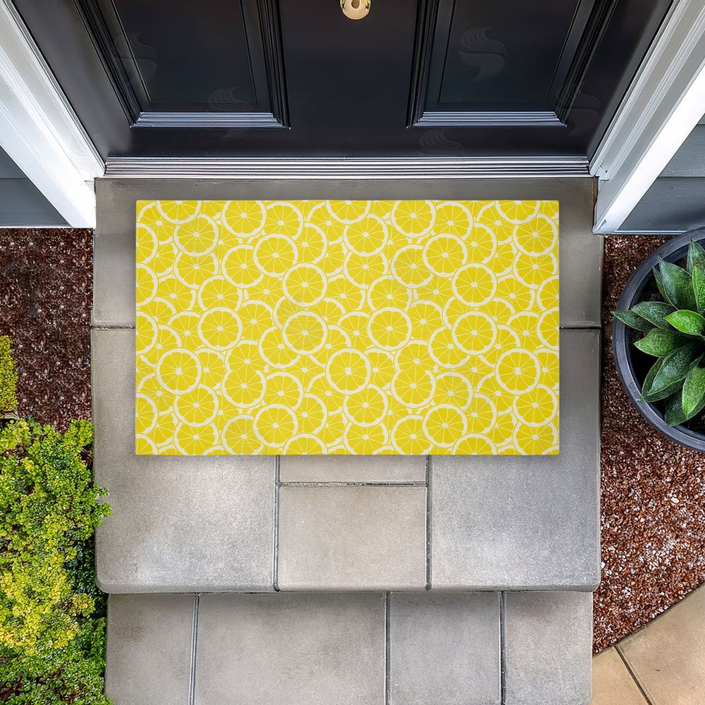 Anna Quach Zesty Lemons Everywhere Unwoven Outdoor Door Mat