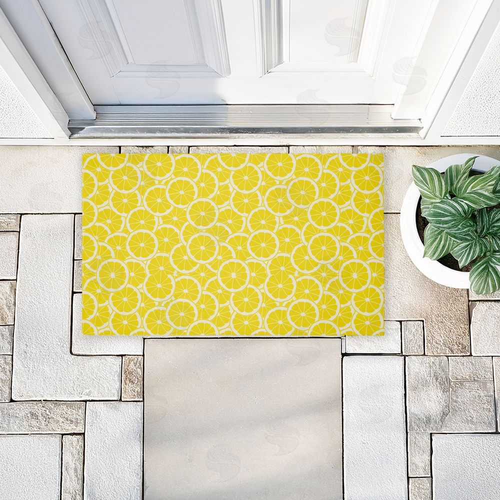 Anna Quach Zesty Lemons Everywhere Unwoven Outdoor Door Mat