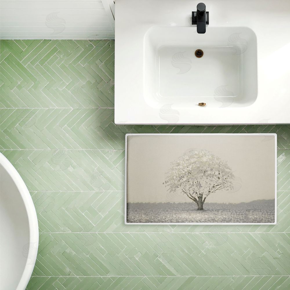 Michael Marcon Neutral Radiance Tree Plush Bathroom Floor Mat